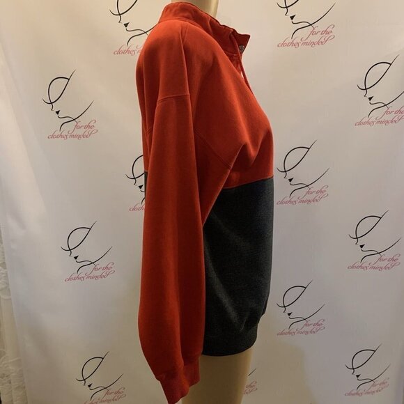 Cheetah. Size M. Two Tone Pullover Placket Sweatshirt. Drawstring Neck. D. - Picture 3 of 5
